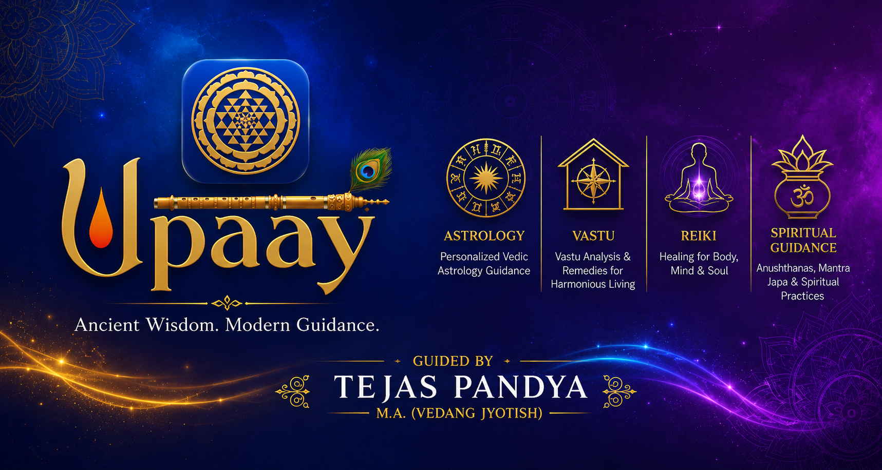 UPAAY feature graphic — Ancient Wisdom. Modern Guidance.